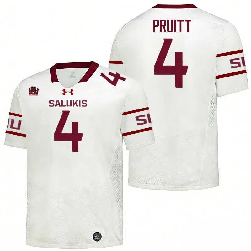 Southern Illinois Salukis #4 MyCole Pruitt College Football Jerseys,Uniforms-White